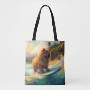 Chow Chow Beach Surfen Malerei Tasche