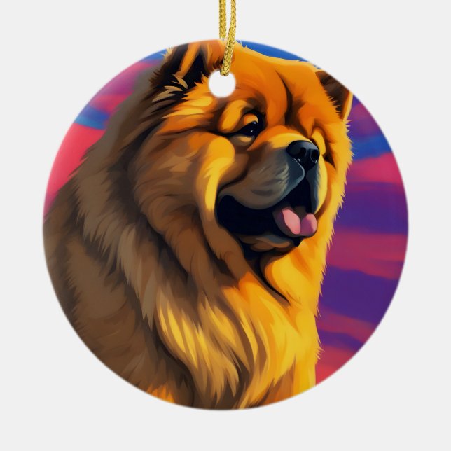 Chow Chow Cainting Keramik Ornament (Vorne)