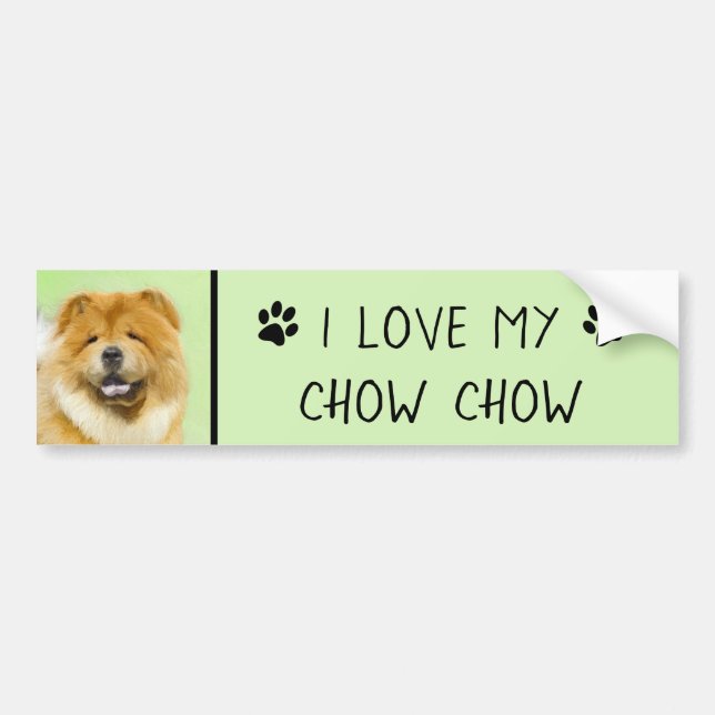 Chow Chow Cainting - Niedliche Original Hunde Art Autoaufkleber (Vorne)