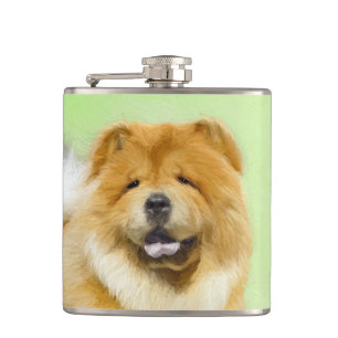 Chow Chow Cainting - Niedliche Original Hunde Art Flachmann