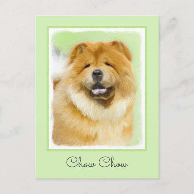 Chow Chow Cainting - Niedliche Original Hunde Art Postkarte (Vorderseite)