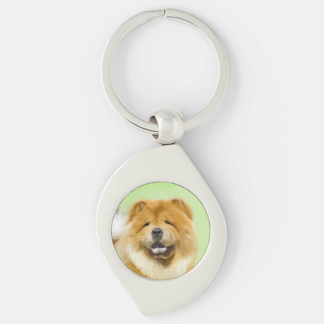Chow Chow Cainting - Niedliche Original Hunde Art Schlüsselanhänger (Vorderseite)