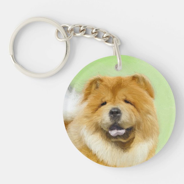 Chow Chow Cainting - Niedliche Original Hunde Art Schlüsselanhänger (Vorderseite)