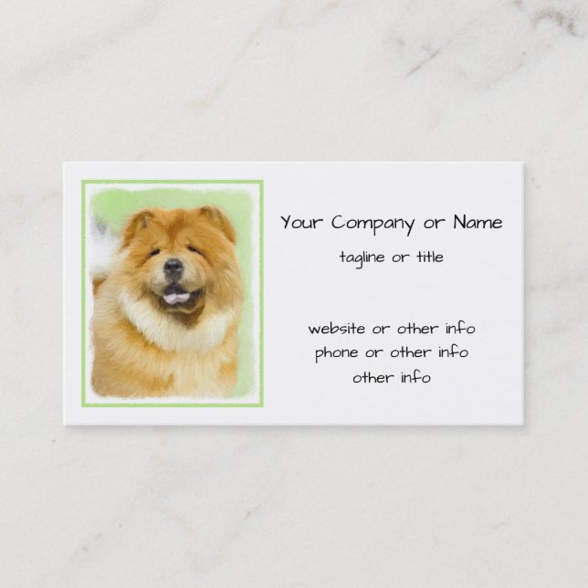 Chow Chow Cainting - Niedliche Original Hunde Art Visitenkarte (Vorderseite)