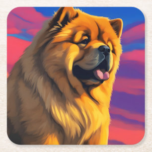 Chow Chow Cainting Rechteckiger Pappuntersetzer