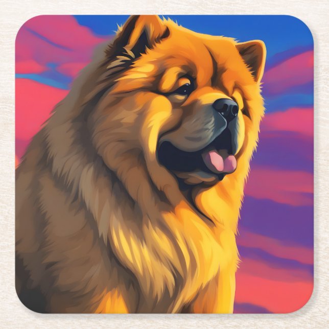Chow Chow Cainting Rechteckiger Pappuntersetzer (Vorderseite)