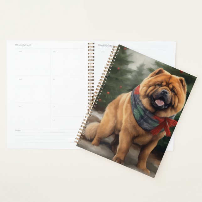 Chow Chow Chien de Noël en neige (Devant avec enveloppe)