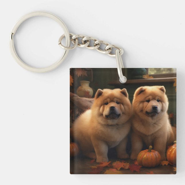 Chow Chow Chiot Automne Citrouille de plaisir (Devant)