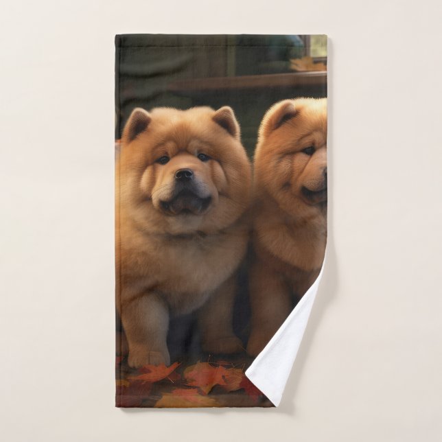Chow Chow Chiot Automne Citrouille de plaisir (Serviette à main)