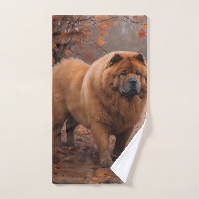 Chow Chow Chow im Herbst Leaves Inspiriert Badhandtuch Set (Handtuch)