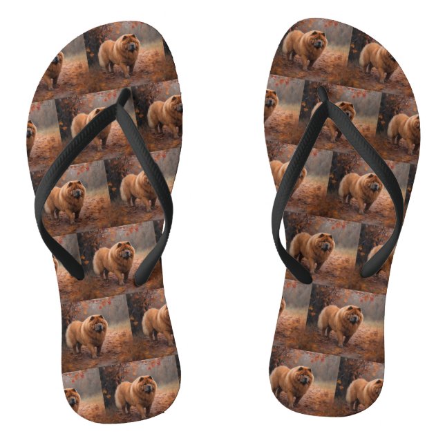 Chow Chow Chow im Herbst Leaves Inspiriert Flip Flops (Fußbett)