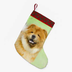Chow Chow Chow Painting - Niedliche Original Hund  Kleiner Weihnachtsstrumpf