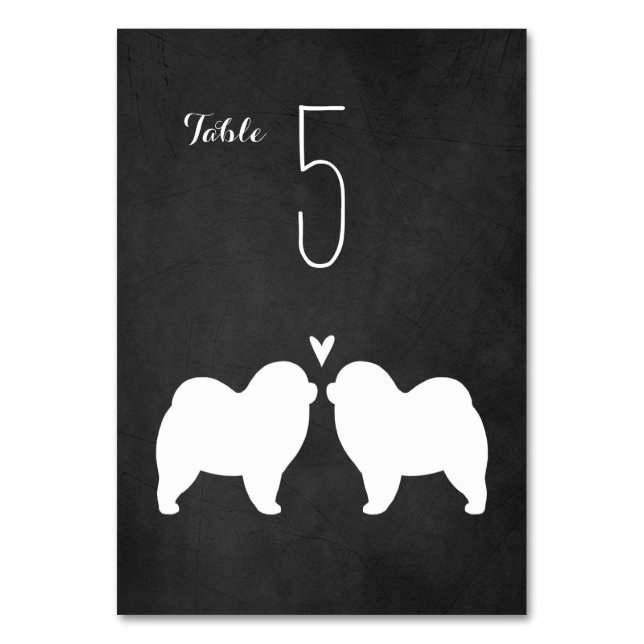 Chow Chow Chow Silhouetten Hochzeitsempfang Tischnummer (Vorderseite)