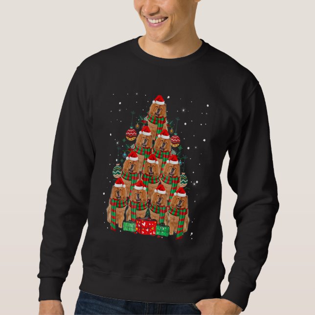 Chow Chow Christmas Dog Tree Lights Pajamas Family Sweatshirt (Vorderseite)