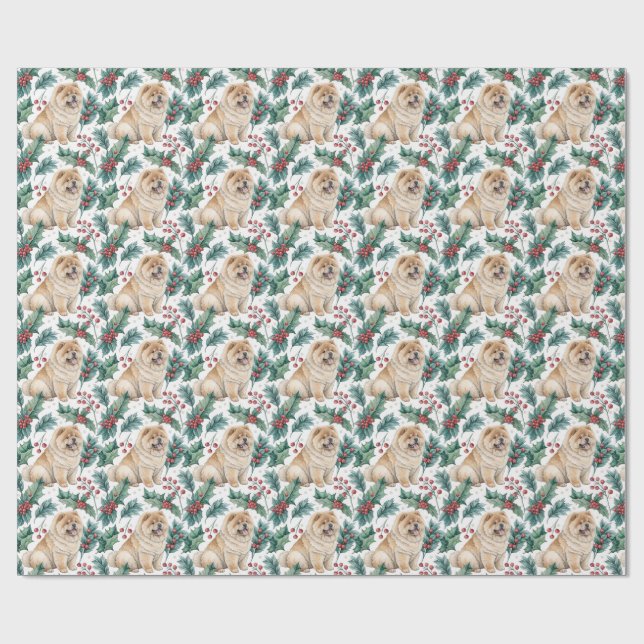Chow Chow Christmas Wrapping Paper Geschenkpapier (Flach)