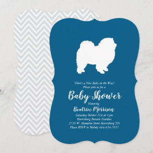 Chow Chow Dog Baby Shower Boy Blue Einladung
