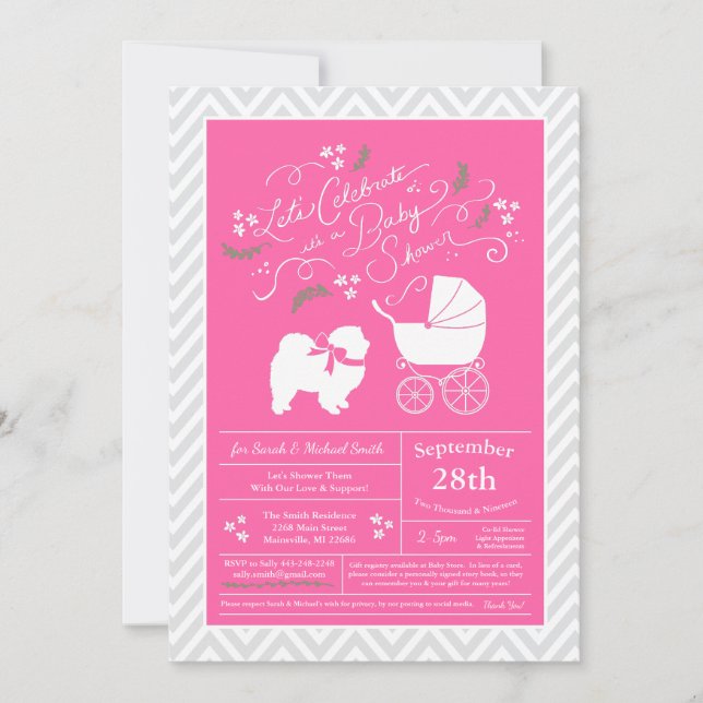 Chow Chow Dog Baby Shower Girl Pink Einladung (Vorderseite)