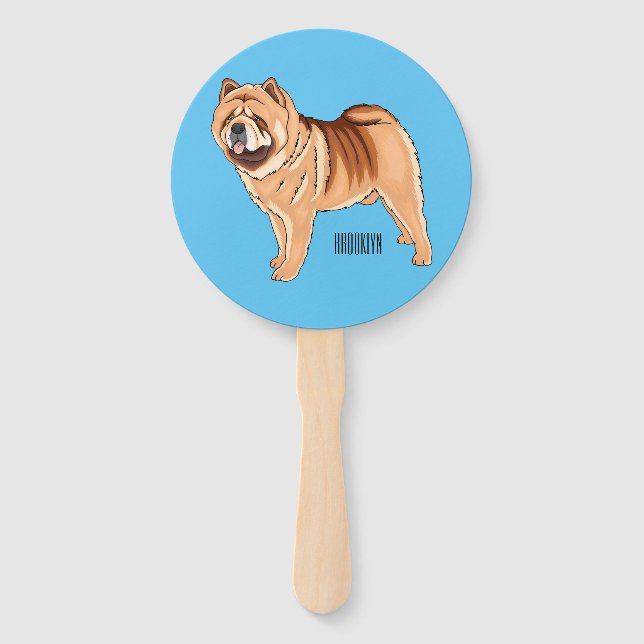Chow Chow dog cartoon illustriert Fächer (Vorderseite)