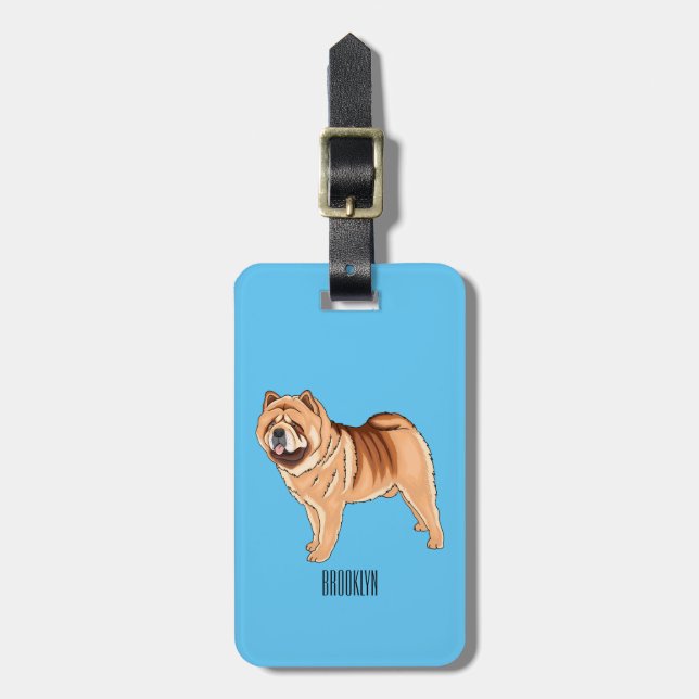 Chow Chow dog cartoon illustriert Gepäckanhänger (Vorderseite vertikal)