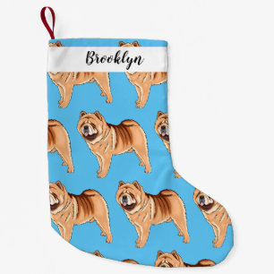 Chow Chow dog cartoon illustriert Kleiner Weihnachtsstrumpf