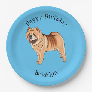 Chow Chow dog cartoon illustriert Pappteller