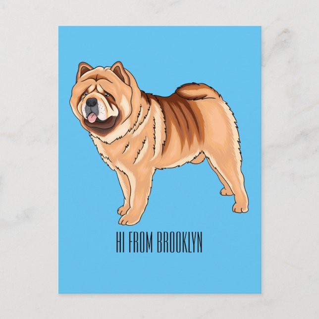 Chow Chow dog cartoon illustriert Postkarte (Vorderseite)