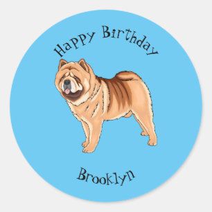 Chow Chow dog cartoon illustriert Runder Aufkleber