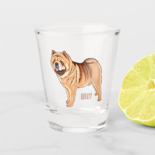 Chow Chow dog cartoon illustriert Schnapsglas
