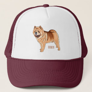 Chow Chow dog cartoon illustriert Truckerkappe