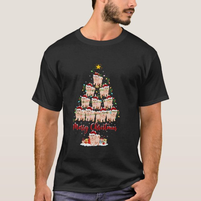 Chow Chow Dog Christmas Tree Lights Funny Chow Cho T-Shirt (Vorderseite)