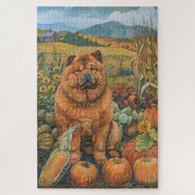 Chow Chow Dog Herbst Ernte Erntedank (Vertikal)