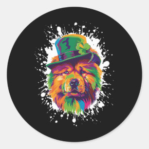 Chow Chow Dog Irish Funny St Patricks Day Runder Aufkleber