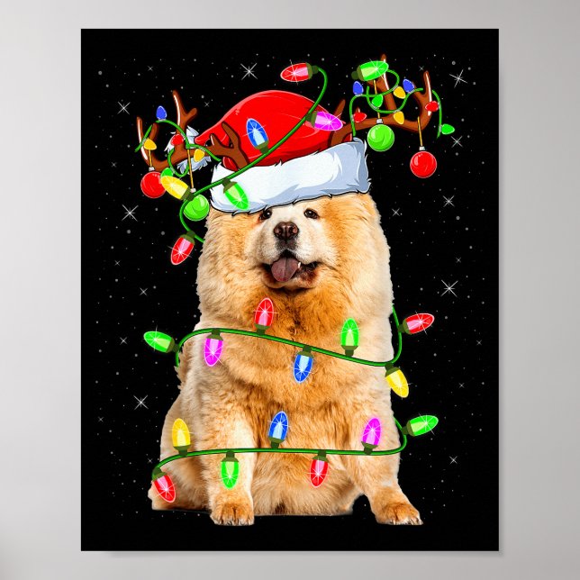 Chow Chow Dog Lover Xmas Lighting Santa Chow Chow  Poster (Vorne)