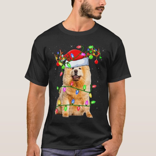 Chow Chow Dog Lover Xmas Lighting Santa Chow Chow  T-Shirt (Vorderseite)