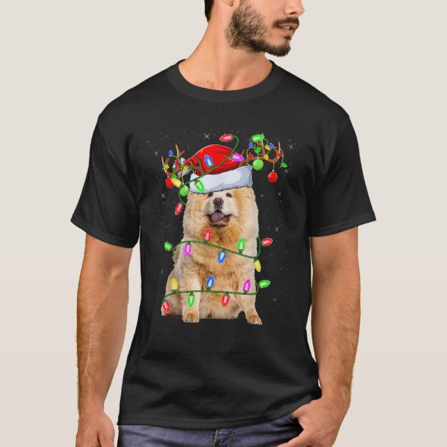 Chow Chow Dog Lover Xmas Lighting Santa Chow Chow T-Shirt (Vorderseite)