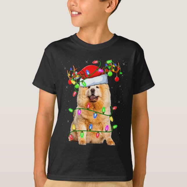 Chow Chow Dog Lover Xmas Lighting Santa Chow Chow  T-Shirt (Vorderseite)