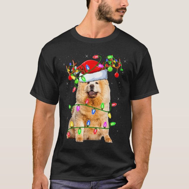 Chow Chow Dog Lover Xmas Lighting Santa Chow Chow  T-Shirt (Vorderseite)