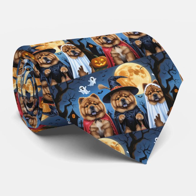 Chow Chow Dog Pumpkin Halloween Funny Krawatte (Gerollt)