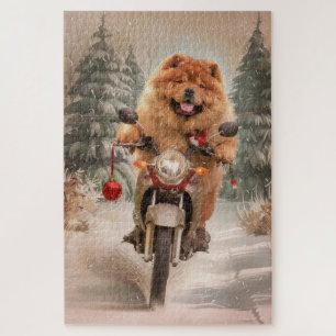 Chow Chow Dog Reiten Motorrad Weihnachten