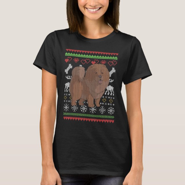 Chow Chow Dog Santa Claus Ugly Christmas Pattern X T-Shirt (Vorderseite)