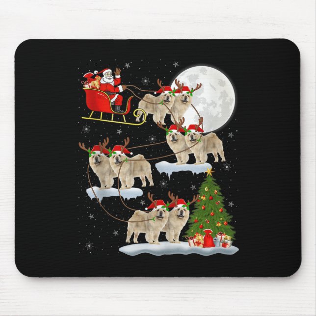 Chow Chow Dog Santa Sleigh Flying Funny Magical Ch Mousepad (Vorne)