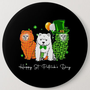 Chow Chow Dog St. Patricks Tag Niedliches Kleeblat Button
