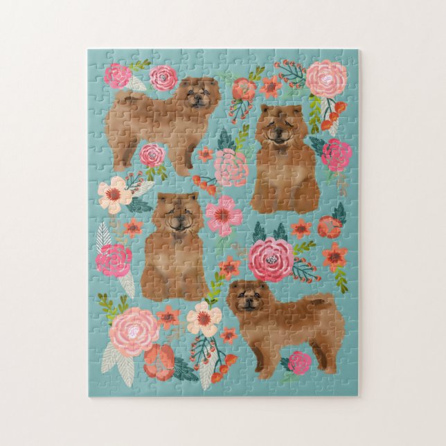 Chow Chow Dog Vintag Florals (Vertikal)