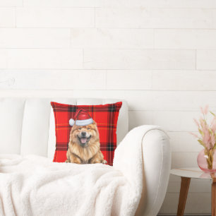 Chow Chow Dog Weihnachtsfeiertag Kariert Kissen