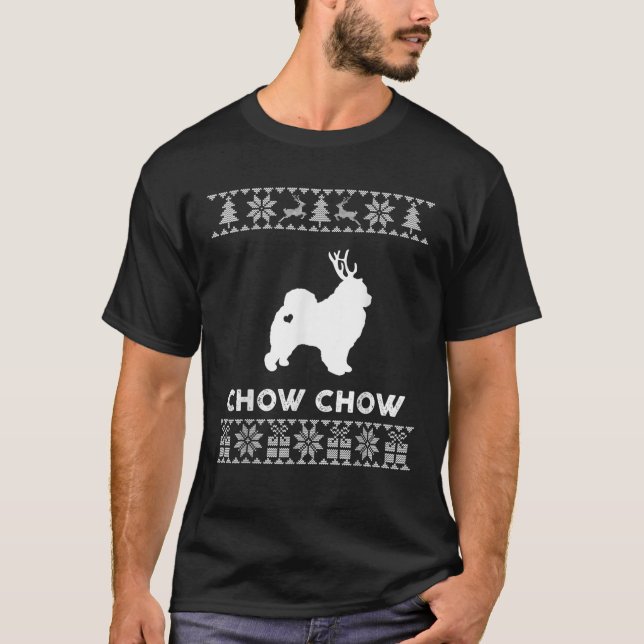 Chow Chow Dog Xmas Christmas Reindeer Ugly Christm T-Shirt (Vorderseite)