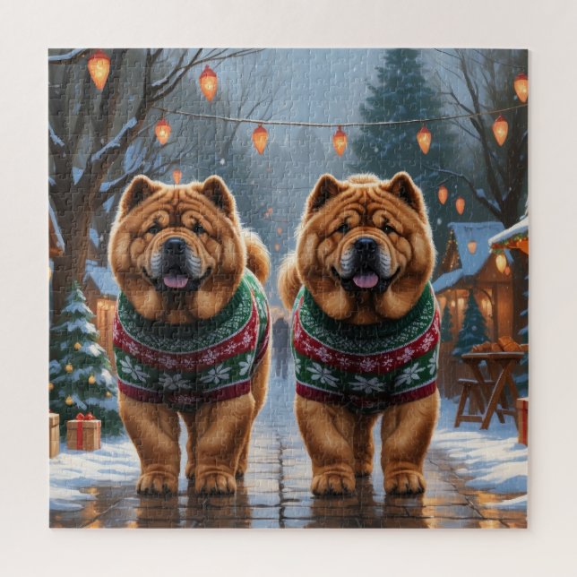 Chow Chow Dogs Christmas Snow Holiday  (Vertikal)
