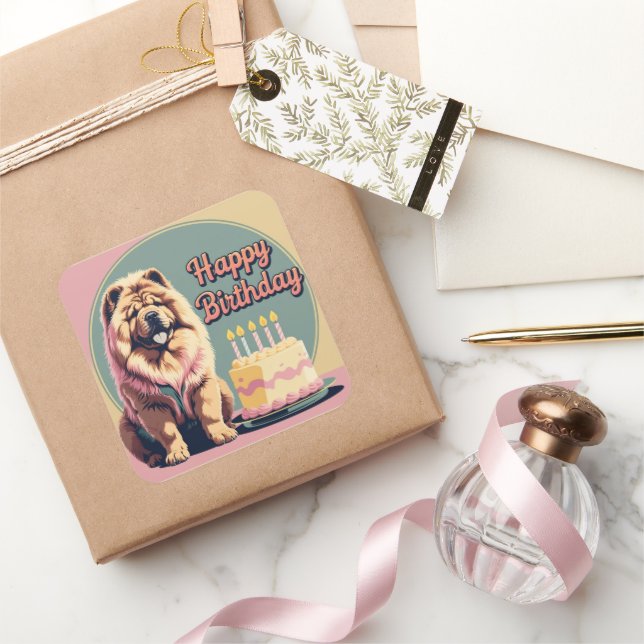 Chow Chow farbenfroh Quadratischer Aufkleber (Schenken)