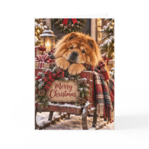 Chow Chow Frohe Weihnachten Rustikaler Schlitten U
