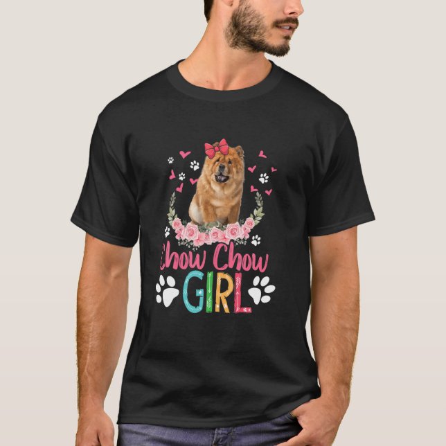 Chow Chow Girl Funny Niedlich Chow Dog Blume T-Shirt (Vorderseite)