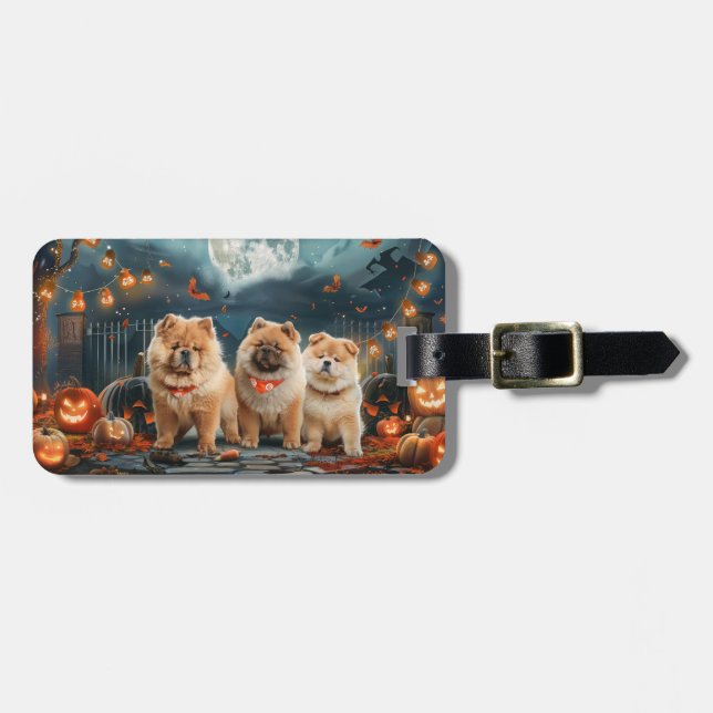 Chow Chow Halloween Spooky Gepäckanhänger (Vorderseite horizontal)